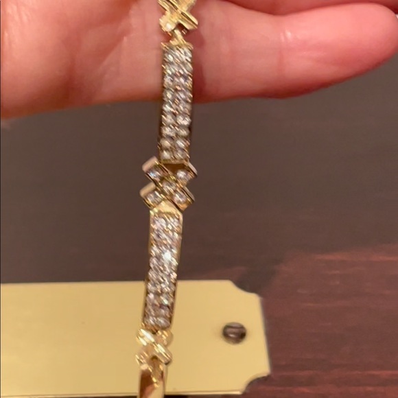 Gold Plated & Simulated Diamond Bracelet - Picture 5 of 11